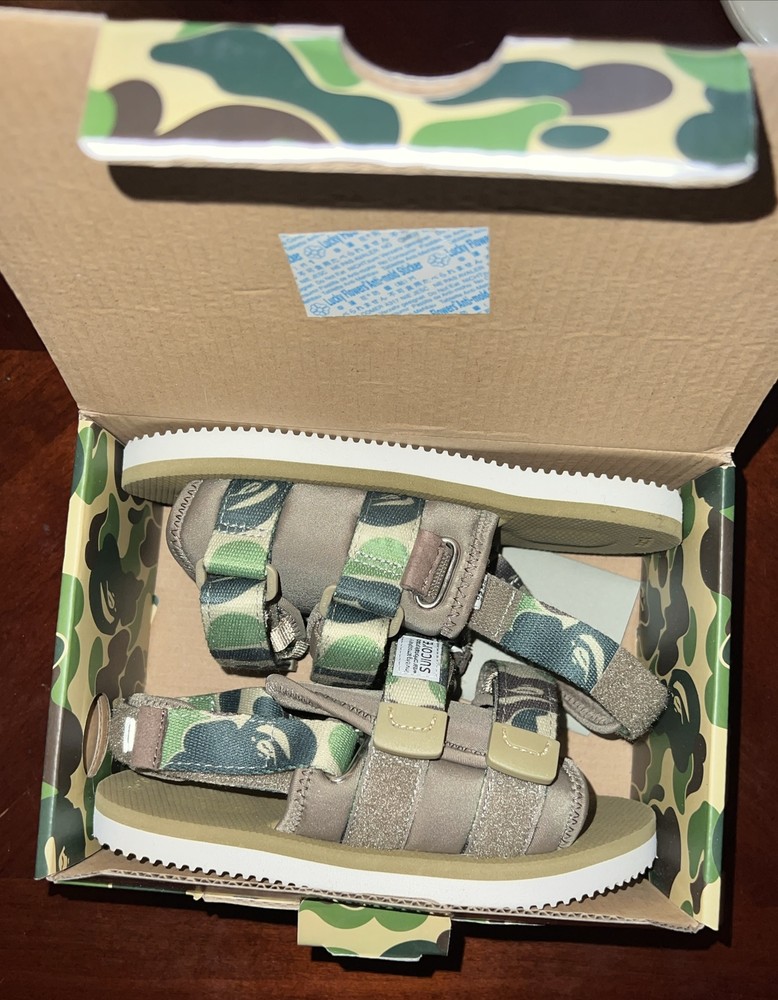 AUTHENTIC KID A BATHING APE BAPE Suicoke Size K13 Cm20 Slides Sandals BEIGE Rare