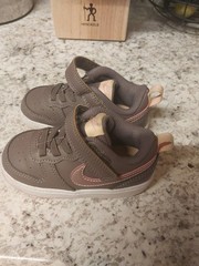 Nike SIZE 7C Shoes Leather Pearl Grey & Pink / Kids Girls Sneakers