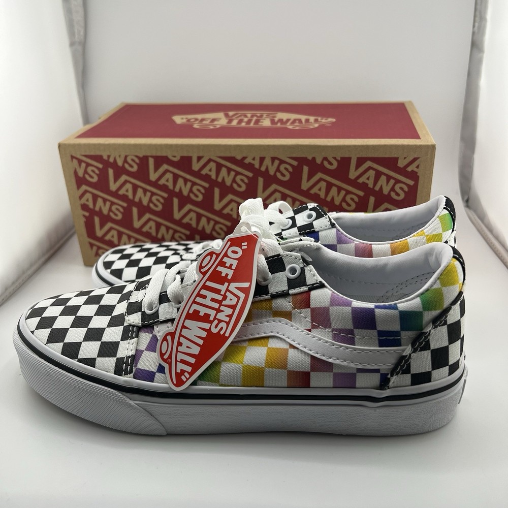 Vans Ward Lo Youth Size 4Y Checkerboard primaryMulti White Red Yellow Blue Shoes