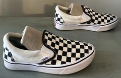 VANS Sz 3.5 Youth Comfy Cush Black & White Checkered Low Canvas Shoes