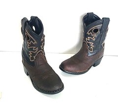 Cody James Youth Size 11D Two Tone Leather Cowboy Boots Hole Pulls Style 41479C