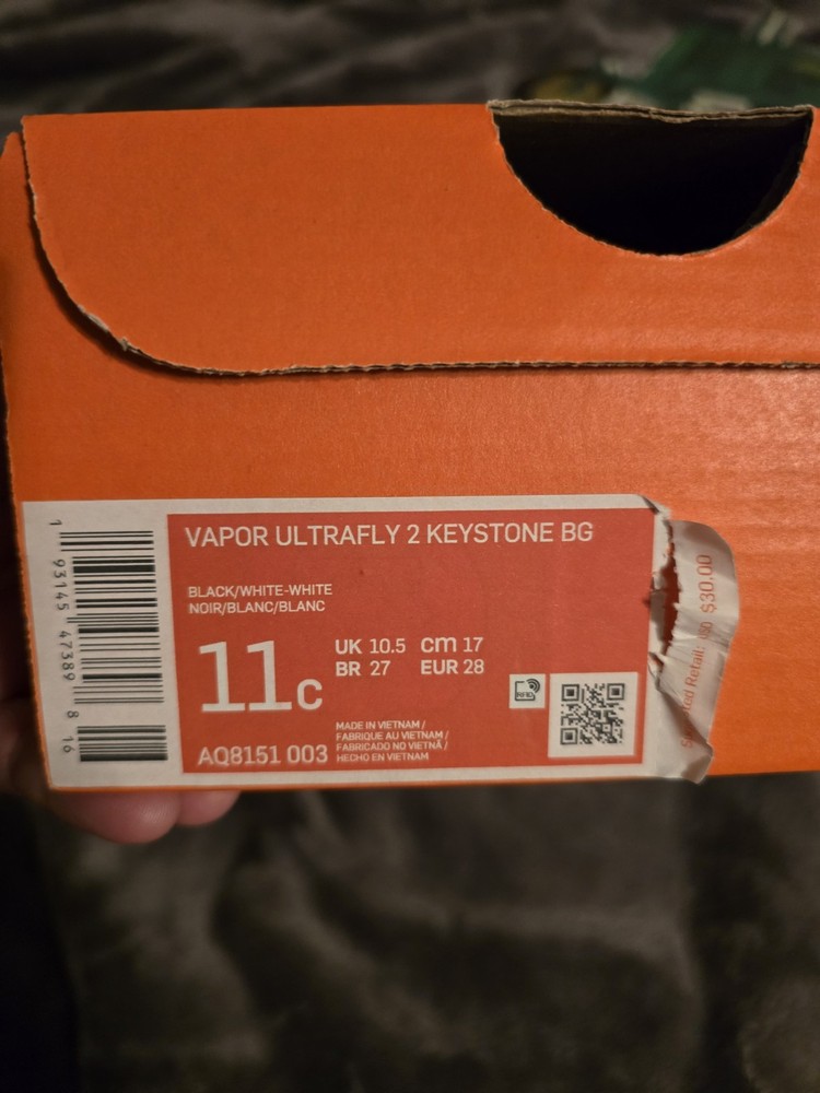Kids Nike Tee Ball Or Base Ball Cleats Black And White