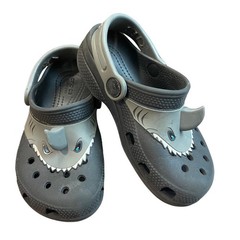 Crocs Fun Lab Classic AM Shark Clog Toddler Size 10 Black Gray Fin Waterproof
