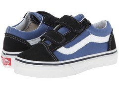 Vans Youth Old Skool V Sneakers with Fastner | Navy/True White | Authentic New