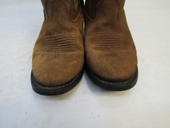 John Deere Youth Size 2 Brown Rough Out Leather Cowboy Western Boots