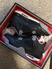 Nike Air Jordan 4 Retro (GS) Black/Red/Gray Leather Mid-Top Sneaker 6.5Y