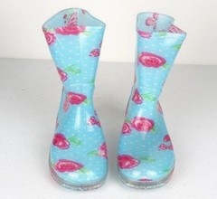 Children’s Rain Boot Waterproof Rubber Shoes Printed Roses Heart Sizes 11-3 New