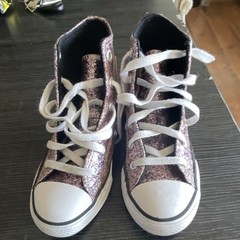 Converse All Star Kids High Top Glitter Sneakers Purple Synthetic US 1
