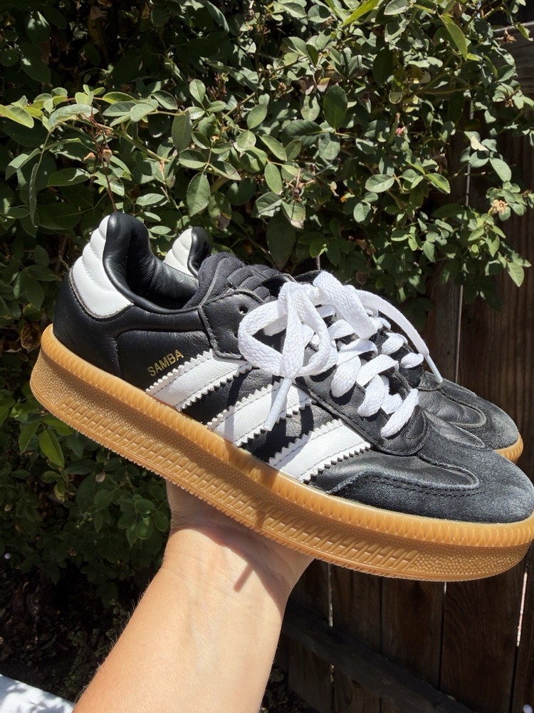 ADIDAS Samba XLG J Kids Size 4.5 White Black Sneakers