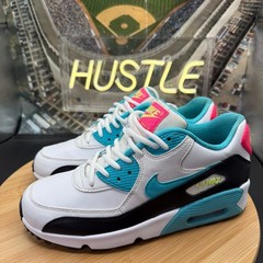 Nike Air Max 90 Sneakers White Blue Black Pink (GS) Size 7Y