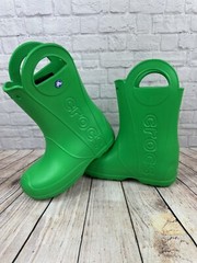 CROCS Handle It Rain Boot Youth Junior J-3 Green Lightweight Waterproof 12803
