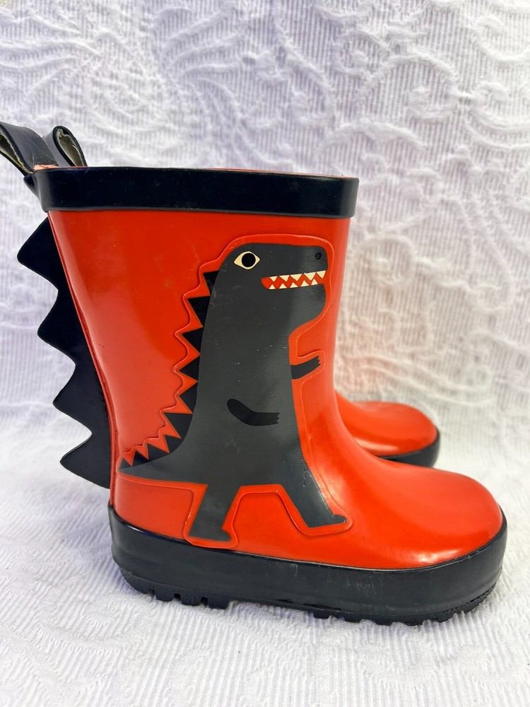 Gymboree Kids Size 4 Red Dinosaur Rubber Rain Boots