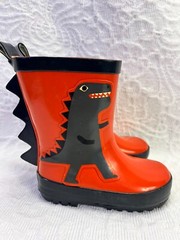 Gymboree Kids Size 4 Red Dinosaur Rubber Rain Boots