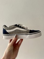 Kids Size 2 Old Skool Vans Navy Blue/ Heather Grey