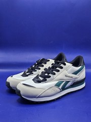 Reebok Classic Leather Style Kids Sneakers White Gray Green Lace-Up Size 5K