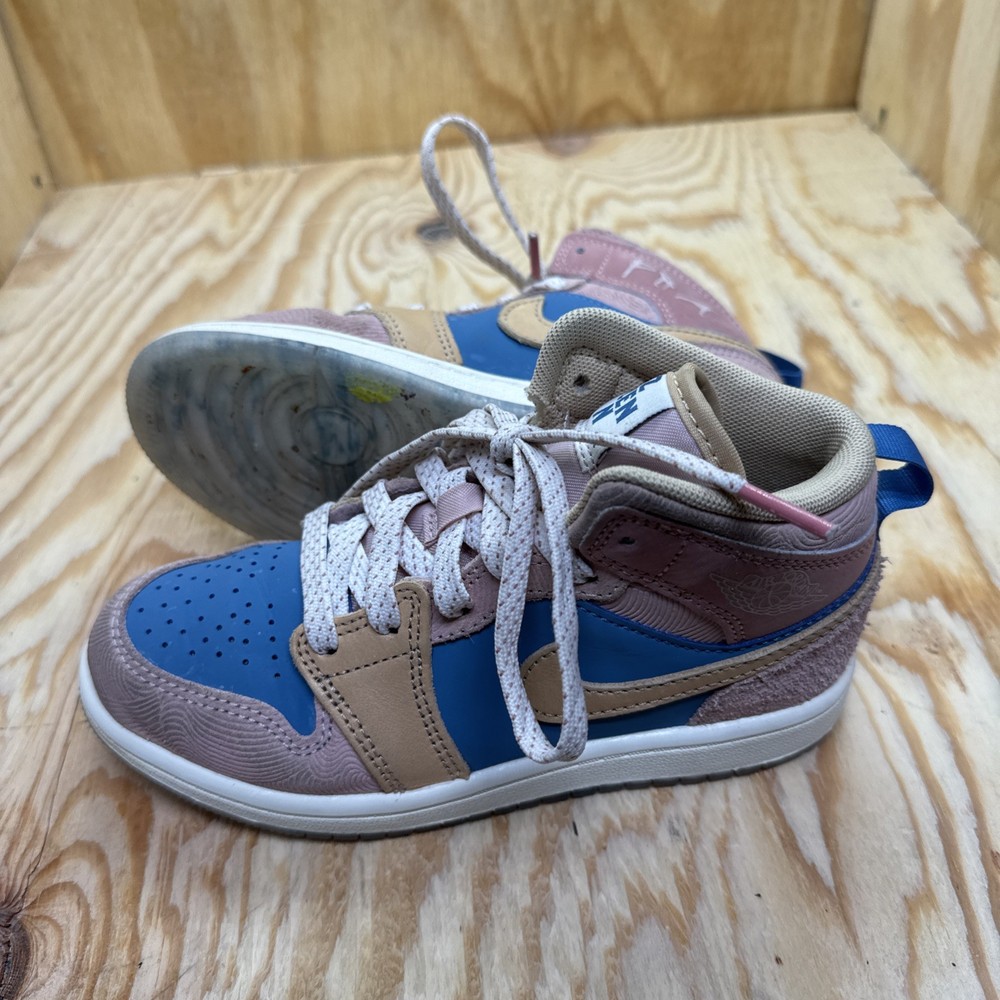 Nike Air Jordan 1 Mid Zen PS 13C Pink Blue Sneakers Youth Retro Streetwear