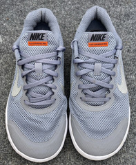 Nike Flex Experience RN 4 GS Grey Orange Youth 7Y Women 8.5 Running Shoes 749807