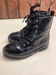 Thereabouts Boots Kids Size 13 Black Combat Ankle Lace Up Zip Patent Fall