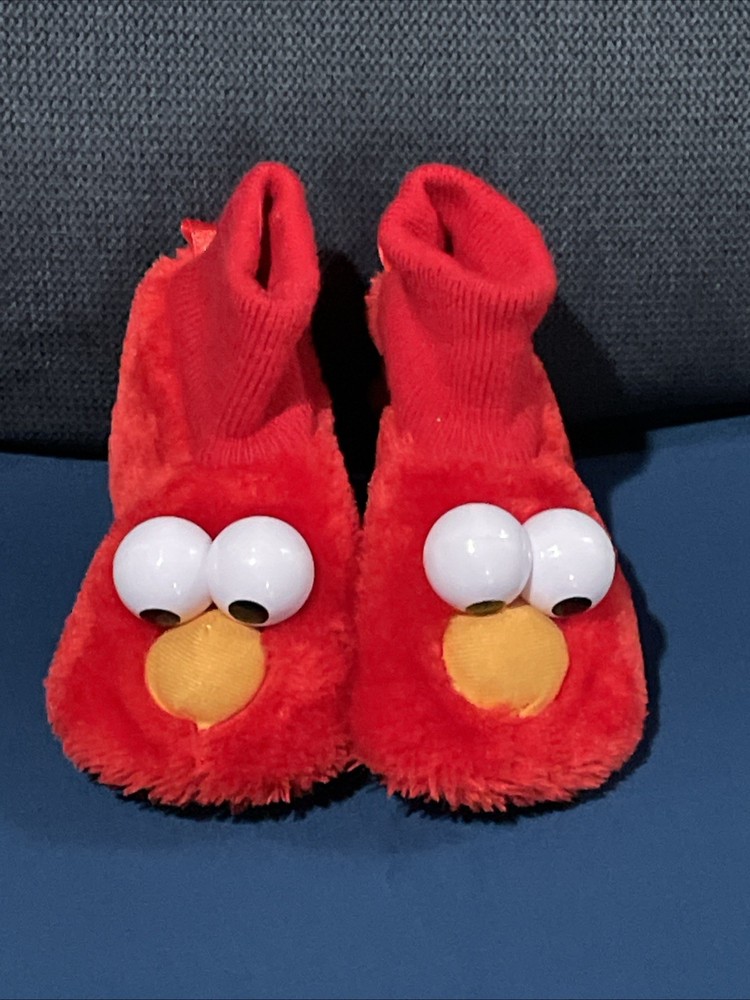 Elmo Sesame Street Red Character Slippers M 7/8 KIDS grip bottom plush