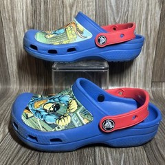 Crocs Superman Blue Red Rubber Clogs Slip On Shoes Little Kids Size 1