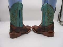 Texas Bunkhouse Handcrafted Leather Square Toe Kids Boots Size Mex 18