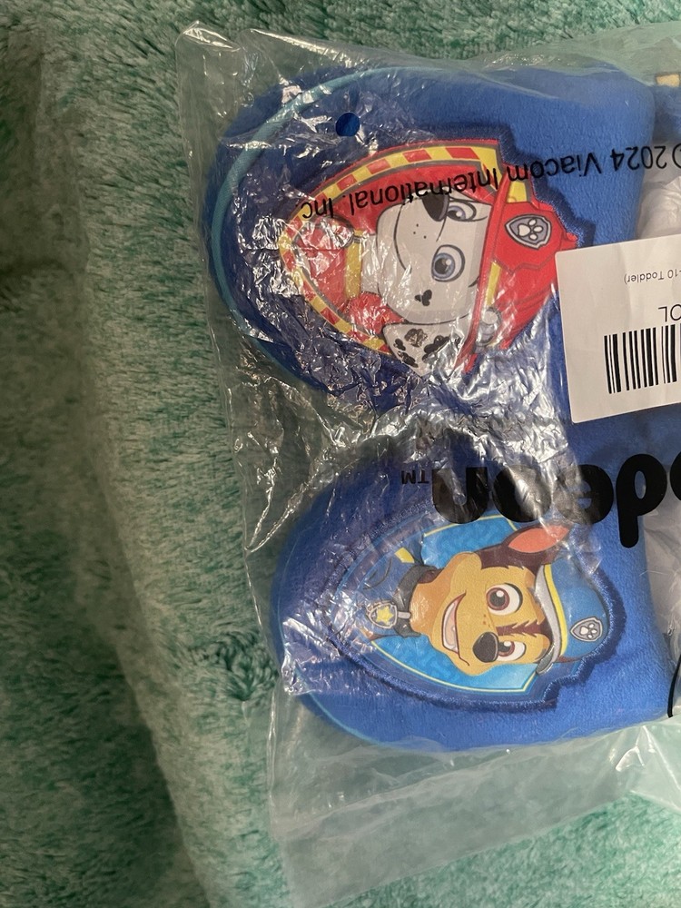 Nickelodeon Paw Patrol Blue Slip-On Slippers Kids 7/8 Marshall Chase Fabric