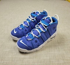 NIKE Air More Uptempo Shoe GS 7Y Kids Unisex Royal Blue White Basketball Sneaker