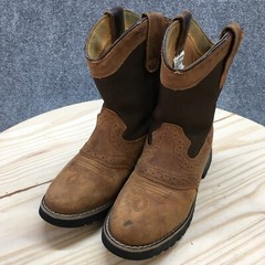 Itasca Boots Youth 4 Buckaroo Western Cowboy Brown Leather Pull On Block 5027030