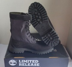 TIMBERLAND Junior’s 6″ Premium Gaiter BOOT (BIG KID) Flip Down Black Waterproof