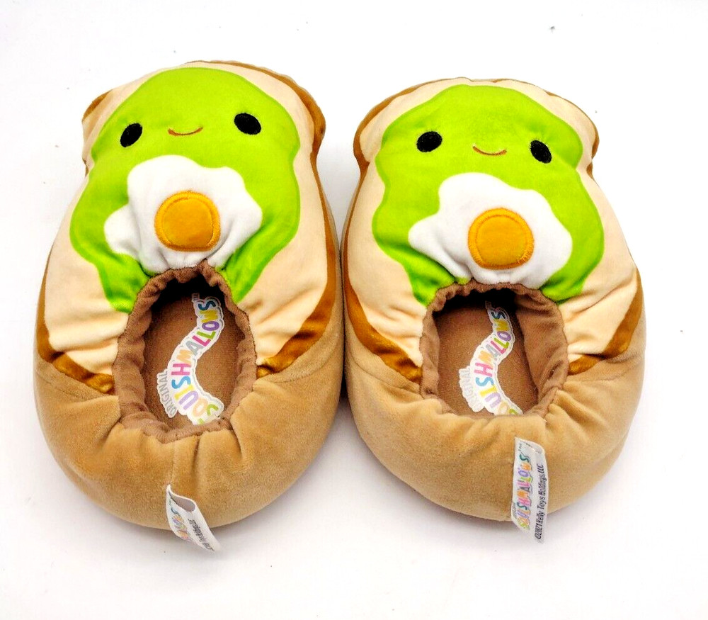Squishmallows Sinclair Size 2-3 The Avocado Egg Toast Slippers 2021 Kelly Toys