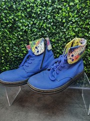DR MARTENS BLUE CANVAS Clover Fold Down BOOTS US 3 YOUTH AIR WALK
