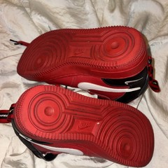 Nike Air Force Mid 1 Red and White Y6, Black Strap, Kids