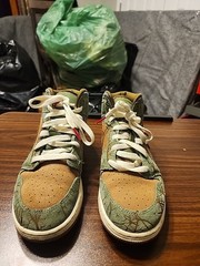 Nike Air Jordan 1 Mid GS Treeline Green Brown Sneakers FQ8101-200 Size 7Y