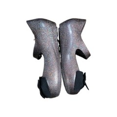 Mini Melissa Ultragirl black glitter bow jelly shoes wedge heel size 8 toddler