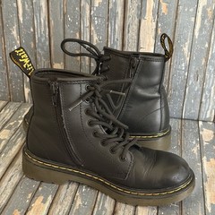 DR. MARTENS Boots Youth Size 2 1460J Black Side Zip Lace-Up Combat