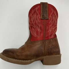 Justin Canter CHILDS 9D Boot Brown Red Western Cowboy Leather Pull On Scuffs