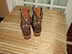 El General Brown Snake Print Leather Square Toe Cowboy Boots Youth sz 13 Mex 20