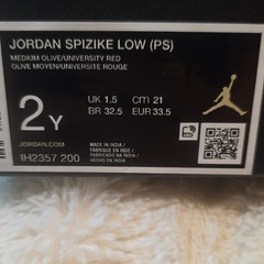 Jordan Spizike Low (PS) Strap Mesh Sneakers Medium Olive/Red 2Y IH2357-200