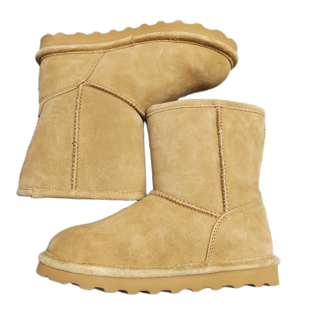 Bearpaw Elle Boots Youth Size 2 Brown Cow Suede Hiber Tech Waterproof Slip On