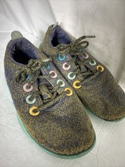 Allbirds Smallbirds Wool Runner Wowza Blue/Buoyant Mint Youth Size 1 Flaw