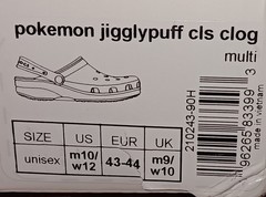 Crocs Pokémon Jigglypuff Glow in the Dark Clog Unisex US m10/w12 EU 43-44