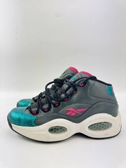 Reebok Iverson Question Mid Shoes Sz 7 Youth Grey Teal Pink White M41519