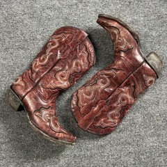 Corral Teens Boots Kids Size 3 Red Leather Western Square Toe Embroidered 8227