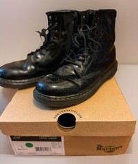 Dr. Martens Pascal Youth Size 4 Black Patent Leather Lace Up Combat Boots 1460 J