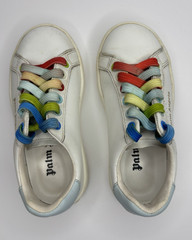 Palm Angels Unisex Kids Rainbow Logo Leather Low Top Sneakers White Blue EU 26