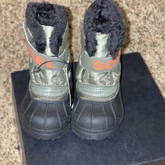 SOREL Toddler Snow Commander Waterproof Insulated Boots Size 5 Stone Green