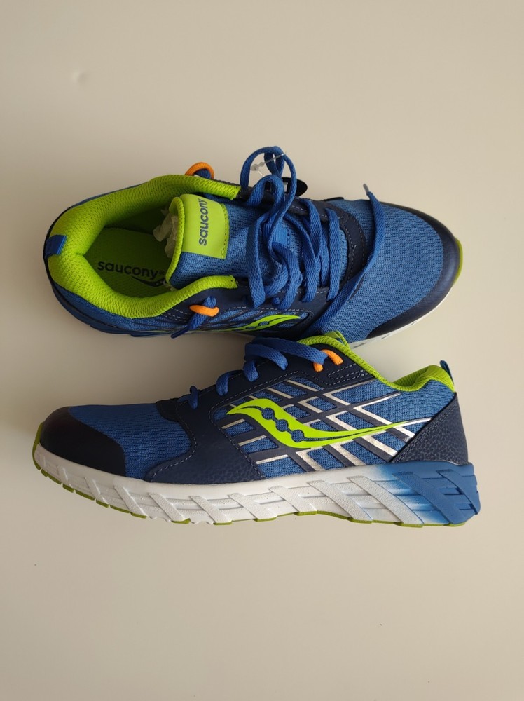 Saucony Kids Leather/Textile Athletic Shoes – Size 6.5 X‑Wide – NEW w BOX Blue