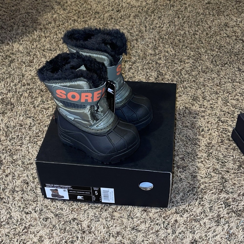 SOREL Toddler Snow Commander Waterproof Insulated Boots Size 5 Stone Green