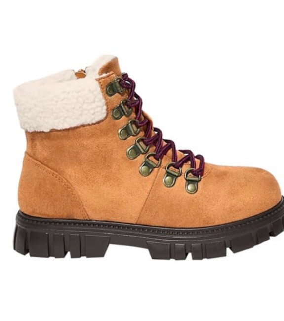 NEW Hiking Boot Leather Suede Brown Zipper Sherpa Kids Sz 11 EXCELLENT QUALITY
