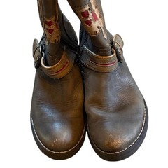 Sonora Grey Brown Eagle Embroidery Leather Cowboy Boots Kid’s 31